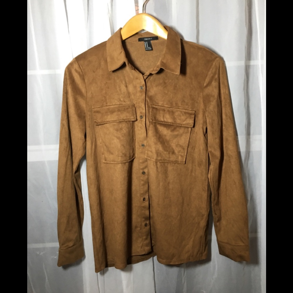 Forever 21 Brown Long Sleeve Button up Shirt  Med